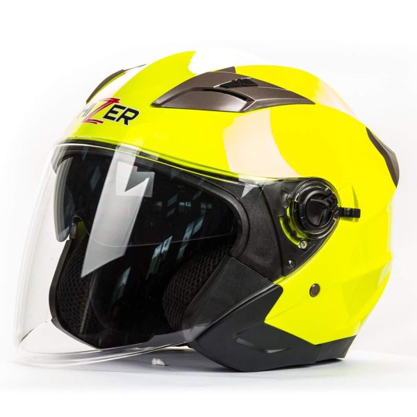 Шлем мото открытый HIZER B208 #2 (S) lemon/green (2 визора)