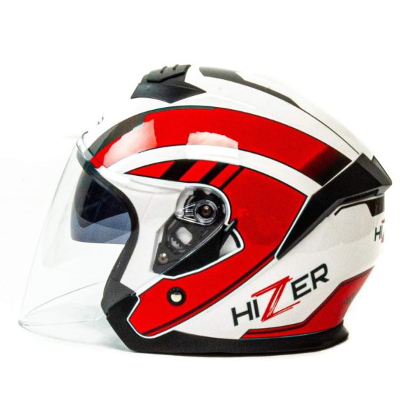 Шлем мото открытый HIZER J222 #1 (L) white/red (2 визора)