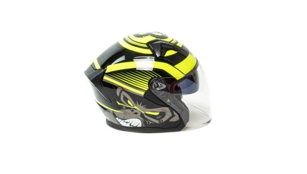 Шлем мото открытый HIZER J228 #1 (S) black/neon yellow