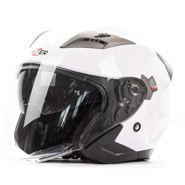 Шлем мото открытый HIZER 227 (M) #2 white (2 визора)