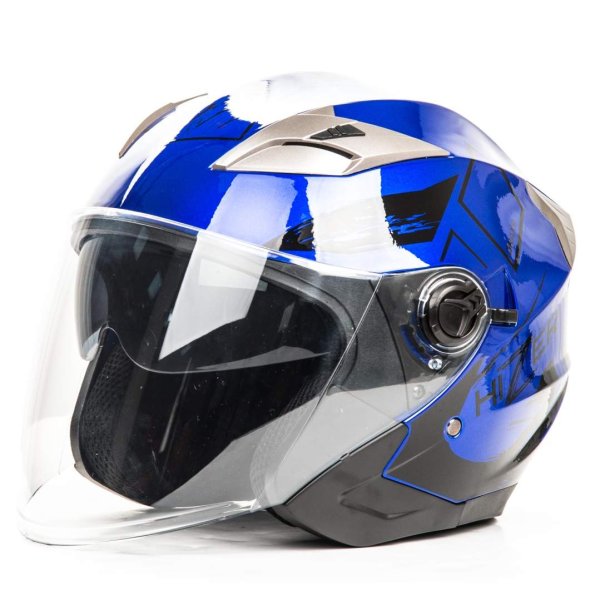 Шлем мото открытый HIZER B208 #3 (XL) blue/black (2 визора)