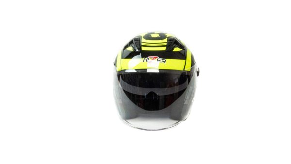 Шлем мото открытый HIZER J228 #1 (L) black/neon yellow