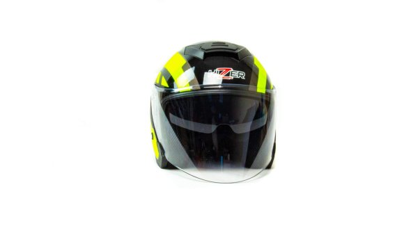 Шлем мото открытый HIZER J222 #2 (S) black/yellow (2 визора)