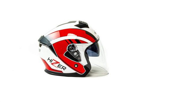 Шлем мото открытый HIZER J222 #1 (M) white/red (2 визора)
